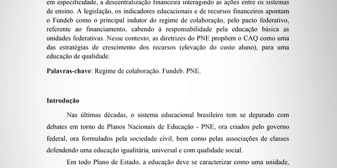 Sistema federativo e regime de colaboração - O plano nacional da educação