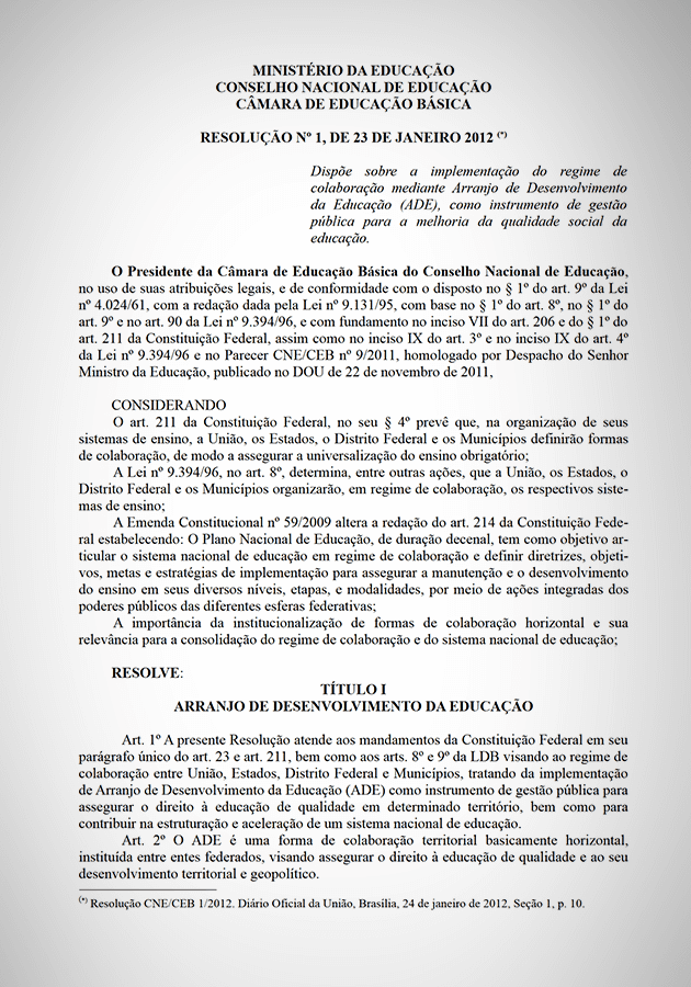 Resolução nº 1, de 23 de janeiro de 2012 (MEC/CNE)